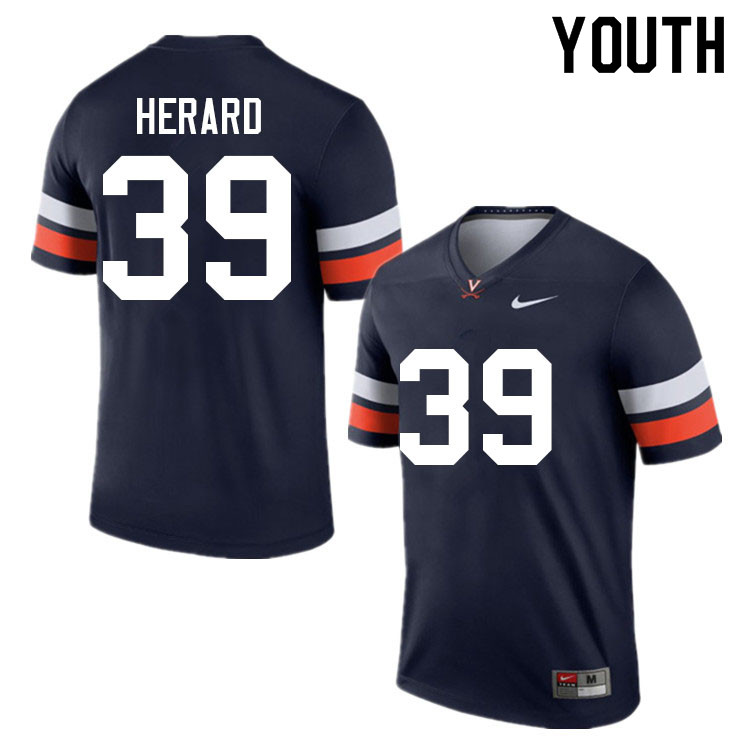 Youth #39 Dave Herard Virginia Cavaliers College Football Jerseys Sale-Navy - Click Image to Close
